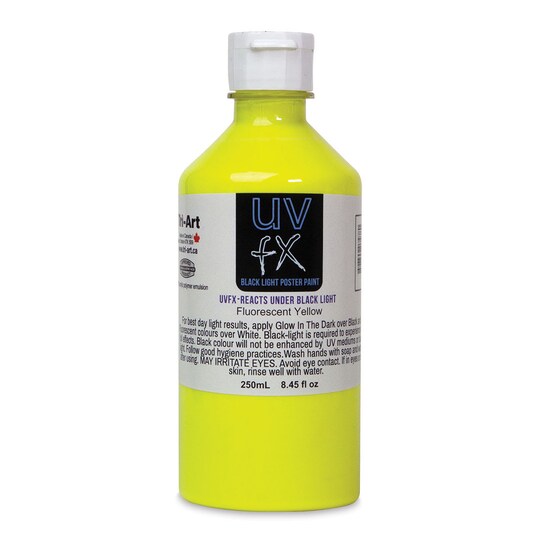 Tri-Art; Tri-Art UVFX Black Light Poster Paint - Fluorescent Yellow, 250 ml; Category:Acrylic Paint Sets; Image:1